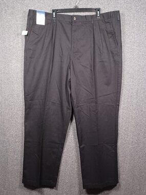 Basic Editions Men's Elastic Black Khakis Size 46x32 NEW